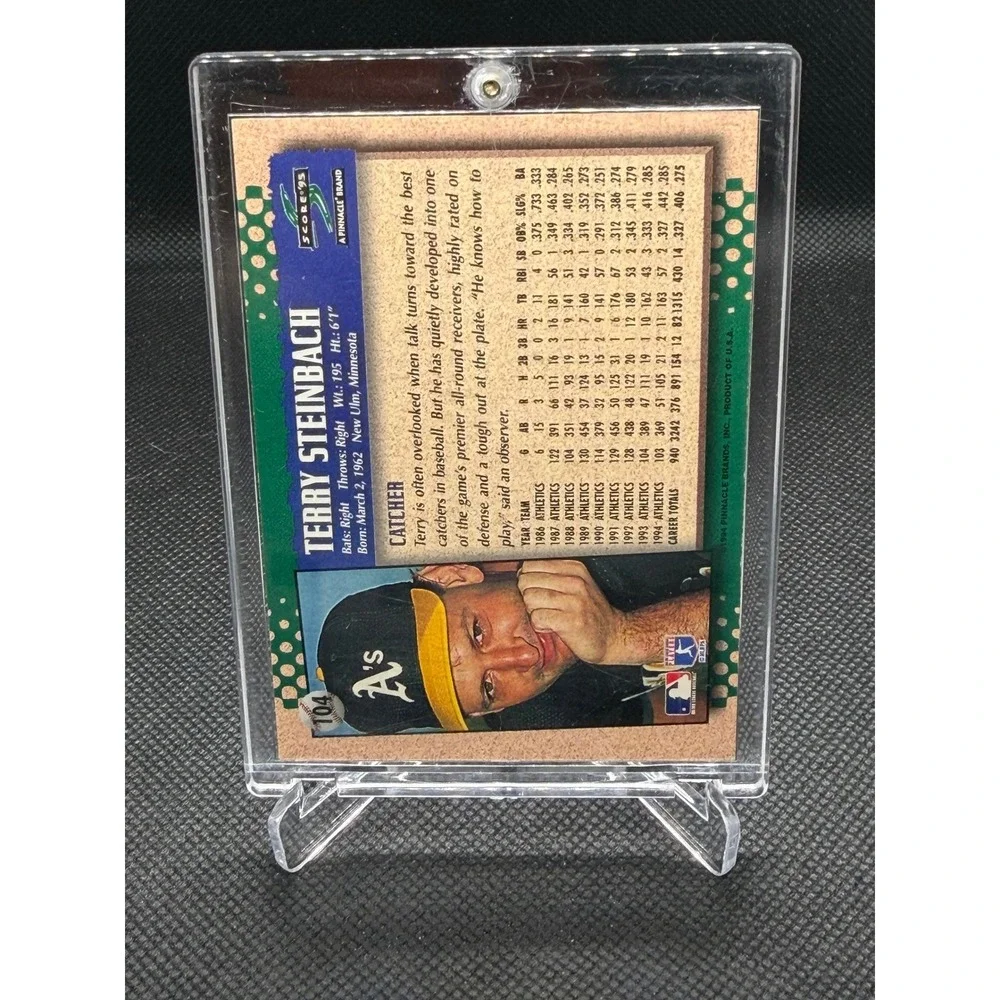 Terry Steinbach Autographed 1995 Score Oakland Athletics Baseball Card 104
